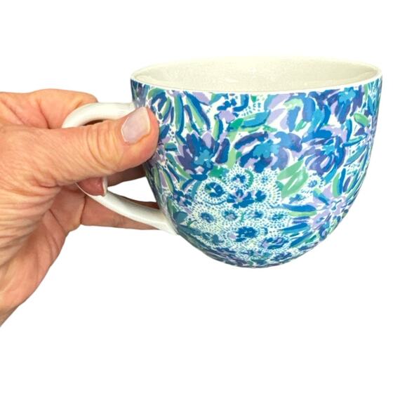Lilly Pulitzer Lion Around Blue Print White Handle Mug - Picture 7 of 8